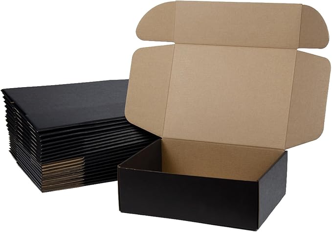 12x9x4 Inches Shipping Boxes Pack of 20, Packaging Corrugated Cardboard Mailer Boxes for Small Bussiness, Black