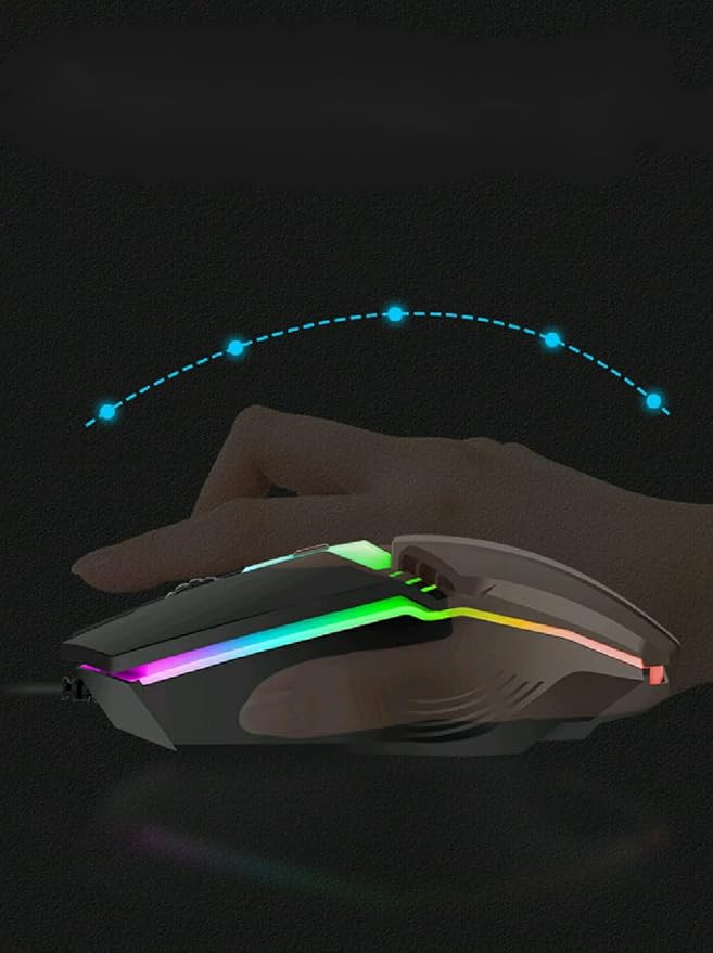 Guiheng Wired Gaming Mouse, Optical USB Mice for Laptop/Desktop, 800 to 1600 and RGB Light, Ergonomic with 4 Programmable Buttons for Computer Windows 7/8/10/XP Vista Linux Chromebook PC