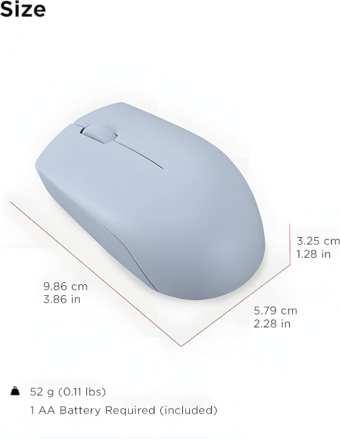 Lenovo 300 Wireless Compact Mouse – 2.4 GHz Cordless Computer Mouse for PC & Laptop with Windows – Ambidextrous Design – Optical Sensor 1000 DPI – 12-Month Battery Life – USB Nano Receiver, Black