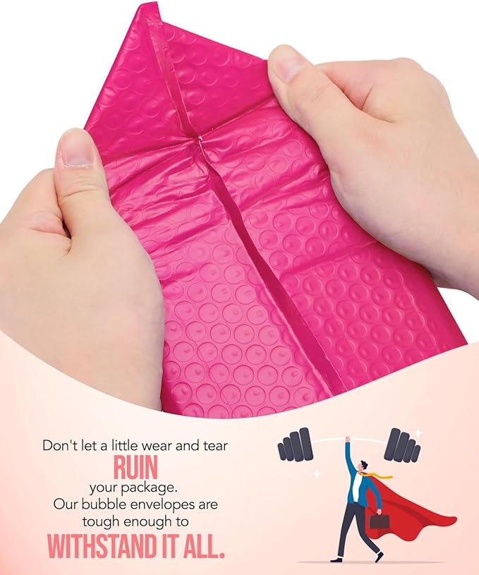 GSSUSA Bubble Mailers 6x10 100 Pack Usable Size 6x9" Small Bubble Mailer Padded Envelopes with 50 Pink & 50 Teal Cute Bubble Mailers Self-Seal Bubble Envelopes Mailing for Small Business, Mixed Colors