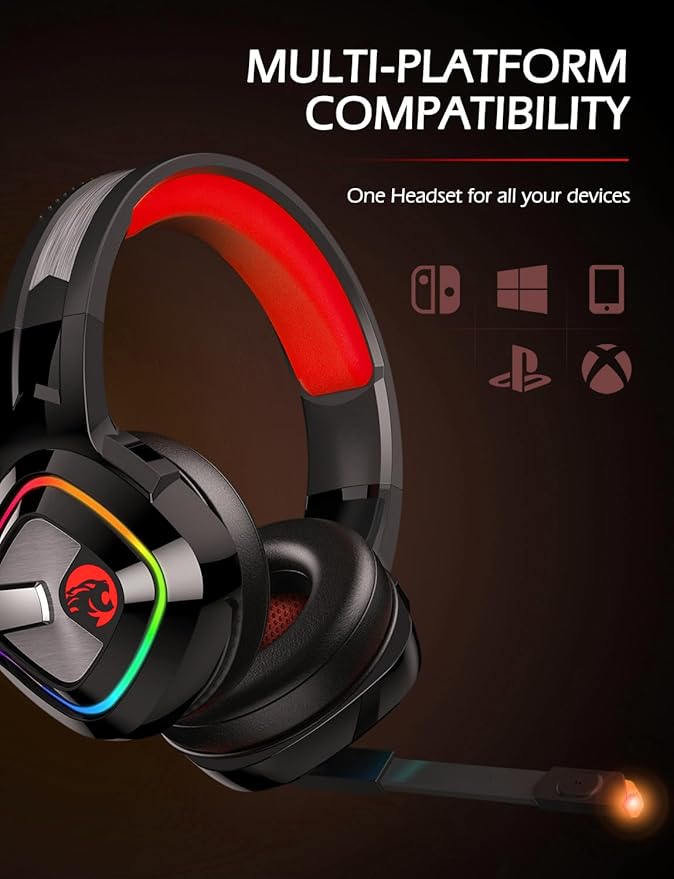 ZIUMIER Gaming Headset for PC, PS4, PS5, Xbox One, Xbox Series S/X, Switch, Noise Canceling Microphone, Stereo Surround Sound, 3.5mm Wired Gaming Headphones