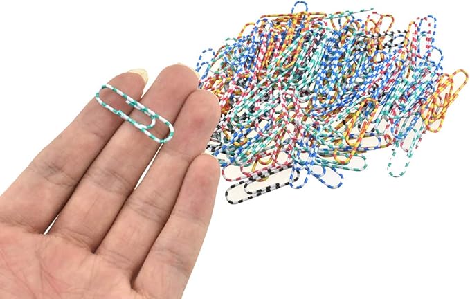 HAHIYO Paper Clips 1.3 inches (33mm) Length Striped Paperclips Vinyl Coated Prevent Scratching Tearing The Pages Sturdy Assorted Colors for Bookmark Organize Home Office School 120 Pack