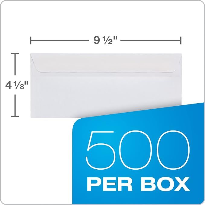 Columbian #10 Security Envelopes, 500 Pack, Double Window Self Seal Envelopes for Invoices, QuickBooks Checks and Business Mailings, 4-1/8 x 9-1/2 Inches, Durable 24 lb White Paper