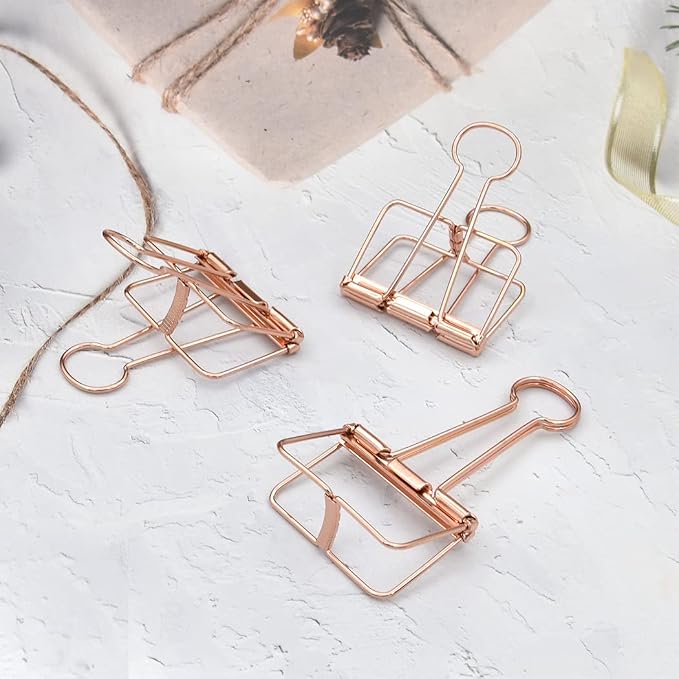Extra Large Binder Clips 2 Inch, Big Paper Clamps Rose Gold for Office School Supplies (15Pcs)