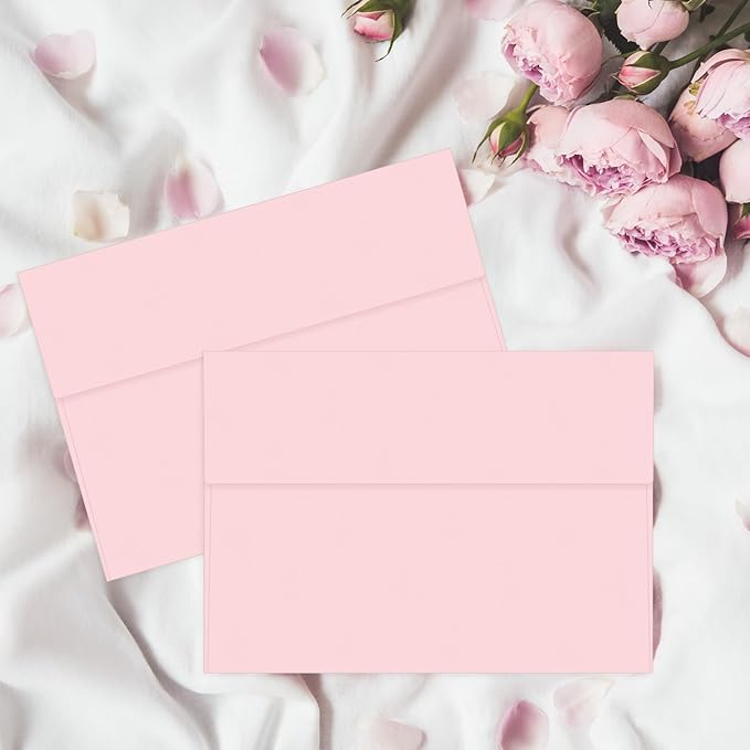 Pink A2 Envelopes100 Pack 4.375x5.75 Invitation Envelopes Self Seal for Wedding Birthday Party Baby Shower Thank You Notes, Greeting Cards (pink)