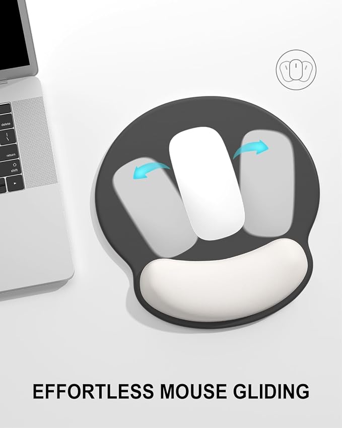 Auhoahsil Ergonomic Mouse Pad with Wrist Rest, Comfortable Silicone Non-Slip Computer Pain Relief Gel Mouse Mat with Wrist Support for Gaming, Work, Office, Women & Men, Cute Pattern, Gray Beige