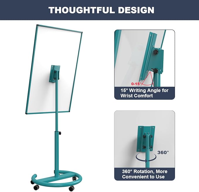 Mobile Whiteboard, 40x26 Inches White Board Dry Erase Board on Wheels | Height Adjustable, Magnetic Surface, Dry Erase, With Stand, Ideal for Classroom, Office, School, Home, Homeschooling, Teacher