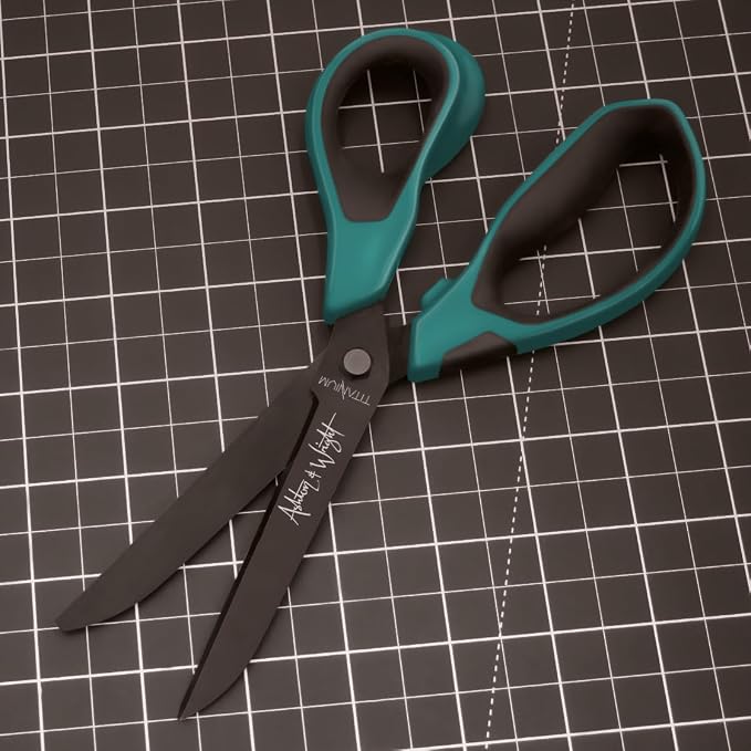 Ashton and Wright - Titanium HD - Heavy Duty Scissors for Office, Home, Kitchen and Craft - 210mm / 8” - Titanium Coated Blades (Teal, Right Handed)