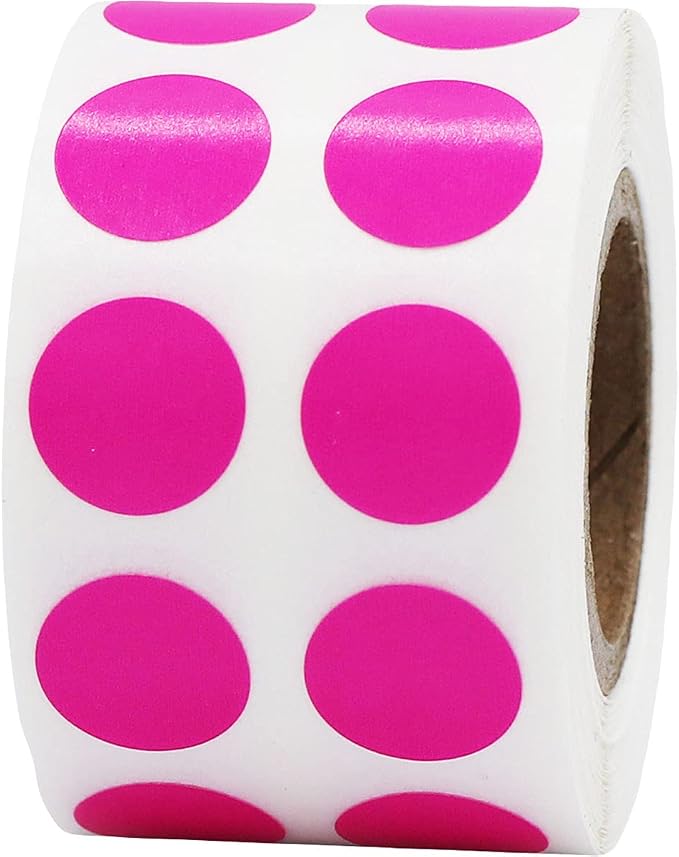 Hot Pink 1/2" Inch Round Adhesive Labels 1,000 Color Coding Dot Stickers for Efficient Inventory Management, Crafting Projects, and Organizational Tasks in Offices, Schools, and Homes