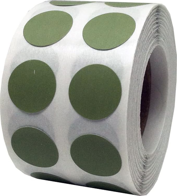 Olive Green 1/2" Inch Round Adhesive Labels 1,000 Color Coding Dot Stickers for Efficient Inventory Management, Crafting Projects, and Organizational Tasks in Offices, Schools, and Homes