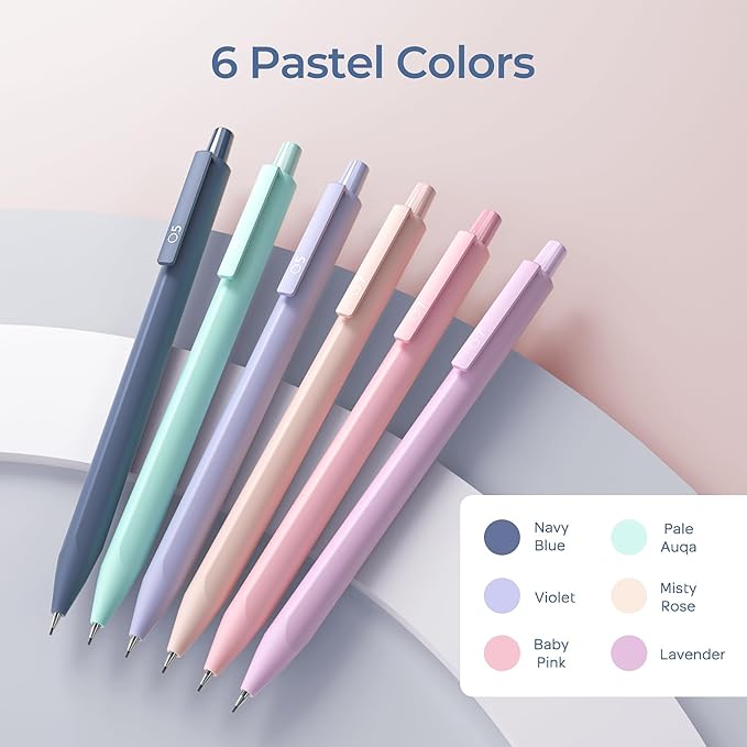 Nicpro Cute Mechanical Pencils Set, 6PCS Pastel 0.5 & 0.7mm Pencils with 6 Tubes HB Leads, Erasers & Refills, Aesthetic School Supplies for Girls, Preppy Stationery Gift for Writing Drawing Sketching