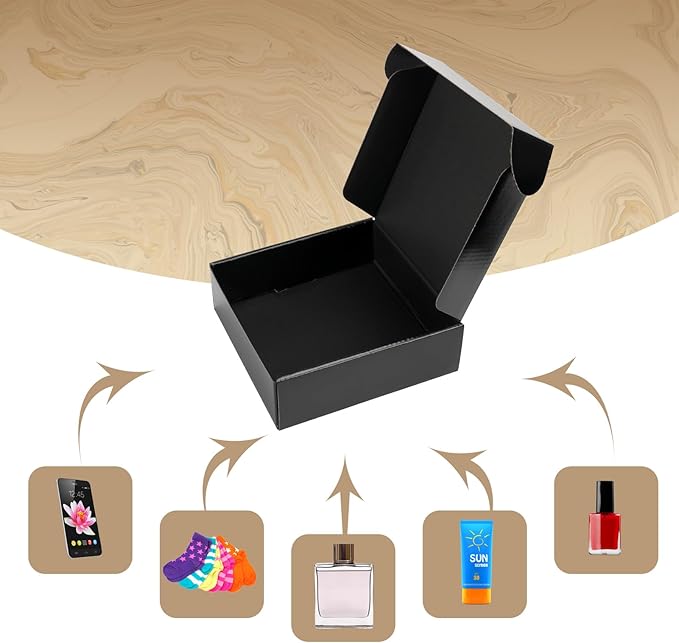 ZBEIVAN 6x6x2 Black Shipping Boxes Set of 50, Corrugated Cardboard Mailer Boxes for Packaging Small Business Mailing Gifts
