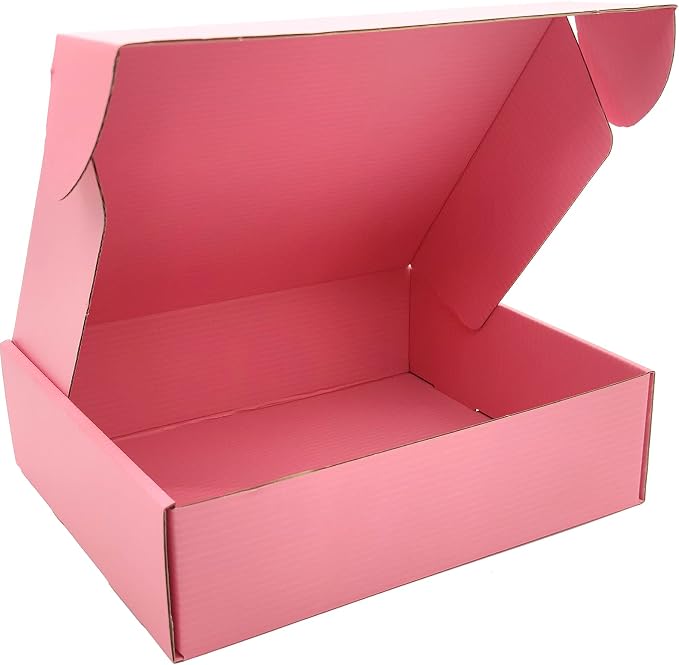 10x8x3 Shipping Boxes Pink Mailer Corrugated Cardboard Box Set of 25 | for Packaging, Literature, Packing, Mailing, Storage, Small Business, Moving, Gift, Supplies, Quick Fold, Tab Locking