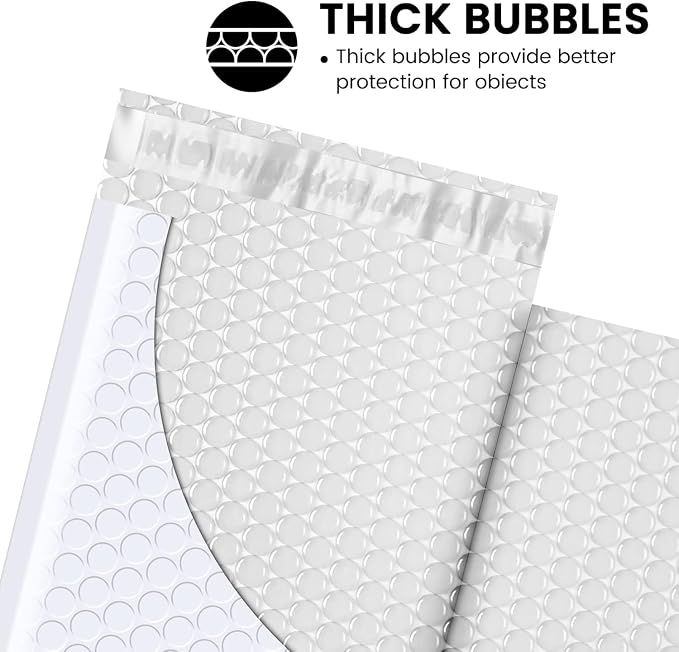 Fuxury Bubble Mailers 4x8" White 200 Pack Padded Envelopes Usable Size 4x7" | Thick Mailing Envelopes Bubble Opaque Padded Mailers Shipping Bags for Mailing Jewelry Makeup Trading Card Small Business#000