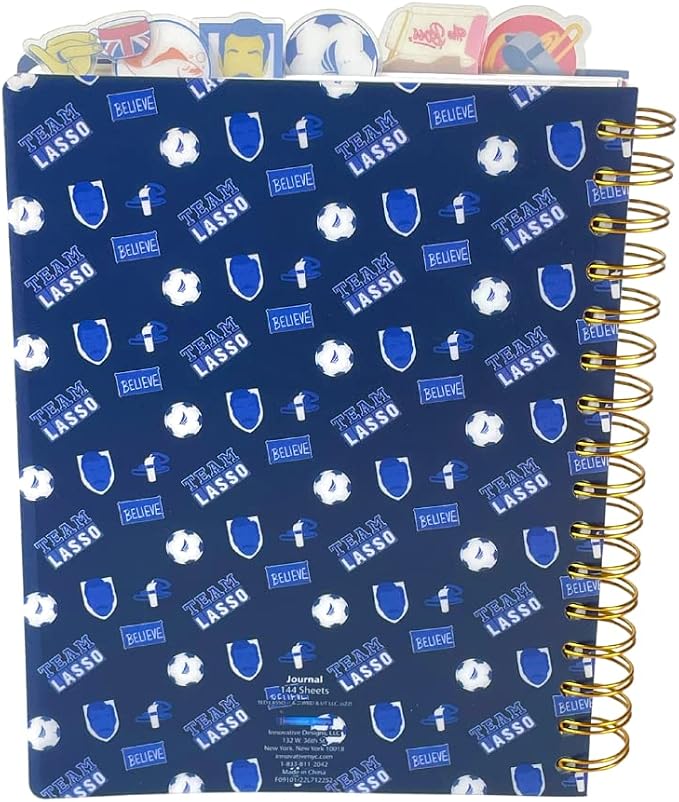 Ted Lasso Tab Journal Notebook, Spiral Bound, 144 Lined Pages, 8 x 7 inches