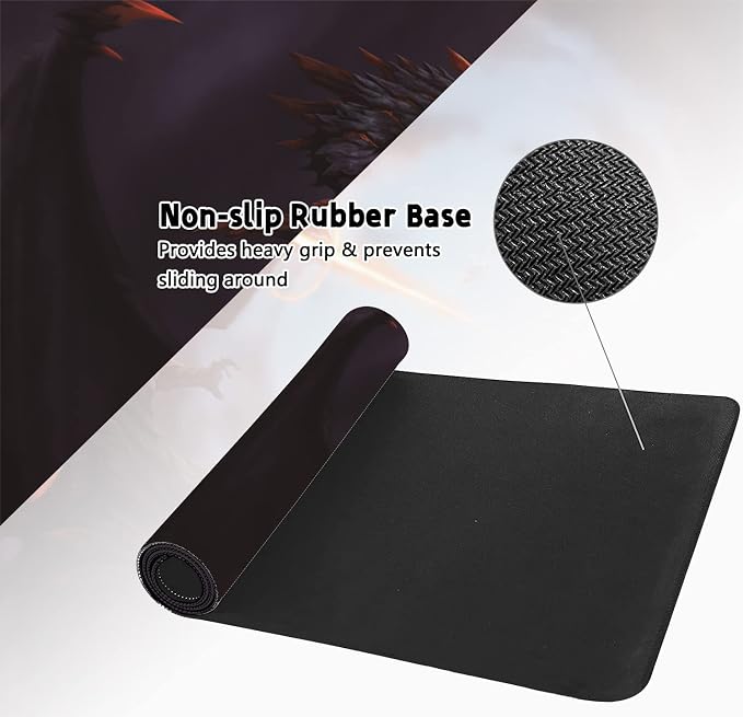 Extended Large Gaming Mouse Pad Cool Dragon Flame XXL Size Keyboard Mouse Mat Desk Pad with Non Slip Rubber Base Stitched Edges Office Decor for Women Girls Men,35.4 x 15.7inch