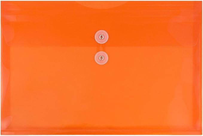 JAM PAPER Plastic Envelopes with Button & String Tie Closure - Letter Booklet - 9 3/4 x 13 - Assorted Primary Colors - 12/Pack