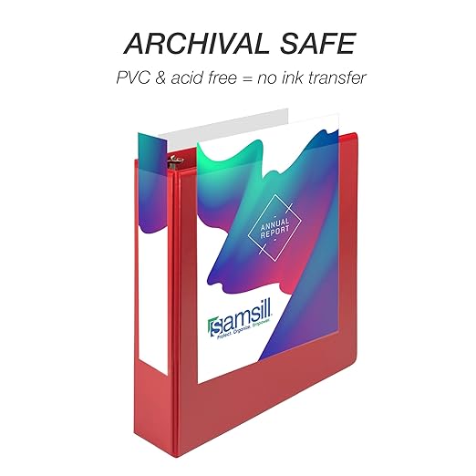 Samsill Durable 3 inch 3 Ring Binder, D Ring Binder, 100% Recycled Chipboard, Red