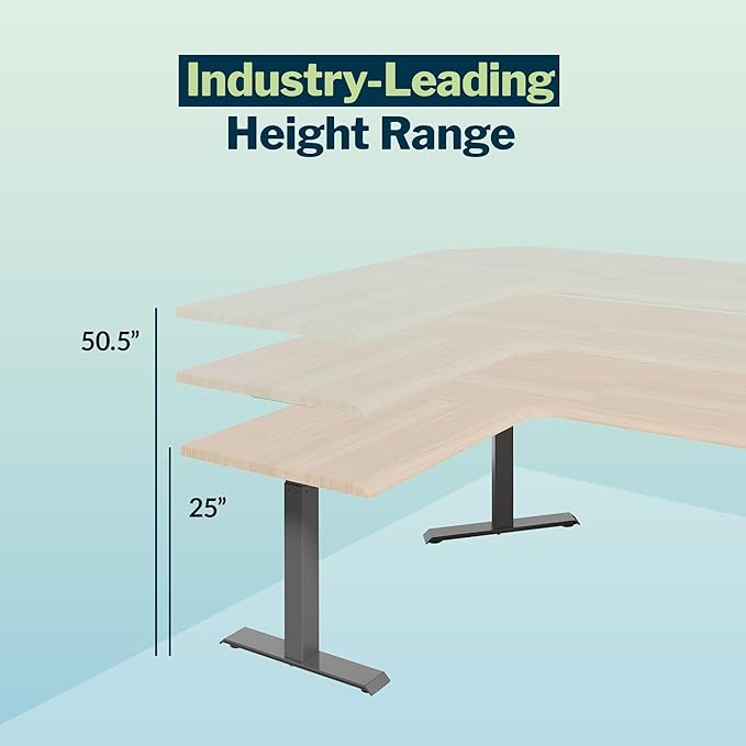 Vari ComfortEdge 80x60 L-Shape Electric Standing Desk – Height Adjustable Sit-Stand VariDesk for Corner Office with Reversible Left/Right Design – Light Wood Top/Slate Legs (Ships in 3 Boxes)