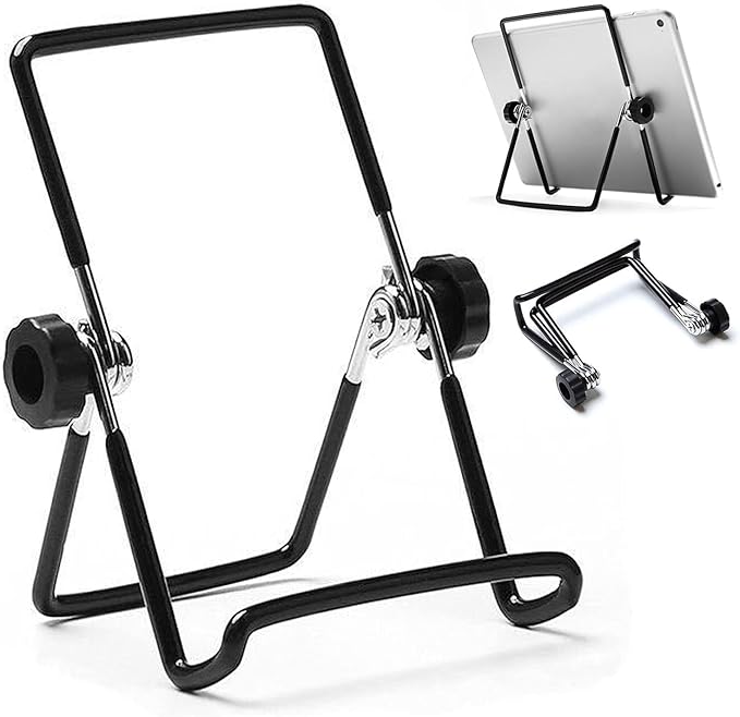 Adjustable Tablet Stand Holder, Non-Slip Foldable Holder Cradle Fit for 9-12.9" Tablets, iPad, Samsung and Kindle Fire, Display Stands Picture Frame Stand for Photos (Large Black)