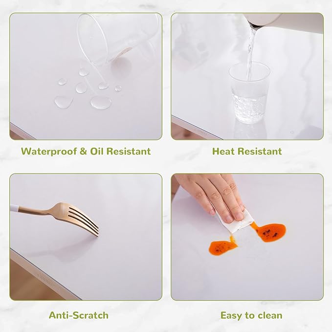 16 x 30 Inch Clear Table Cover Protector, 1.5mm Thick Plastic Table Cover, Vinyl Table Protector, Clear Desk Pad, Desk Mats on Top of Desks