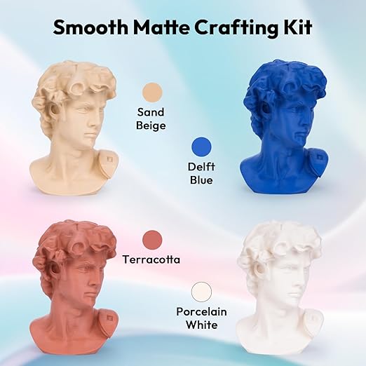 AMOLEN PLA Matte 3D Printer Filament Bundle, PLA 1.75mm Craftsman Color Quartet Set, Porcelain White/Terracotta/Delft Blue/Sand Beige, 200g X 4 Spools