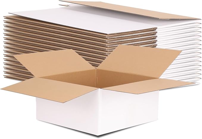 Rempry White 12x12x6 Shipping Boxes Set of 15, Corrugated Cardboard Box for Mailing, Packaging Small Business, Kraft Mailer Gift Boxes