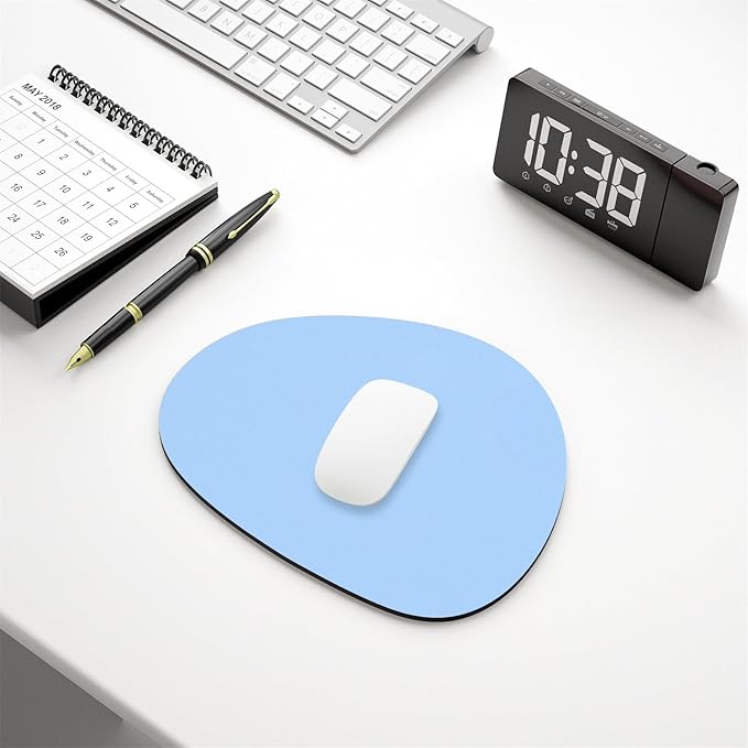 Hsurbtra Mouse Pad, Premium-Textured Small Oval Mousepad 8.7 x 7.1 Inch Blue, Thick 3 mm Anti-Slip Waterproof Rubber Pretty Cute Computer Mat for Office Home Gaming Laptop Men Women Kids