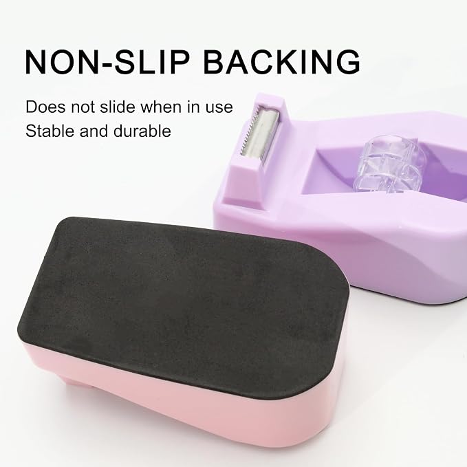 Desktop Tape Dispenser Heavy Duty Desk Accessories Floral Office Tape Dispensers, Weighted Non-Skid Base, Macaron Green