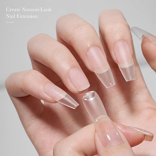 GAOY 2 Pcs Gel Nail Glue, 2 in 1 Glue and Base Coat, 16ml Long Lasting UV Light Cure for Acrylic Tips, Nail Lamp Needed
