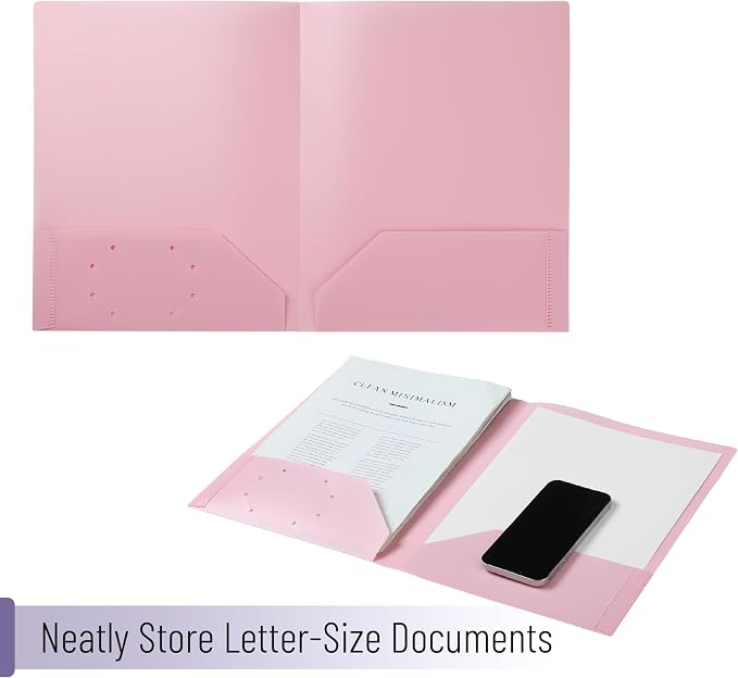 Mr. Pen- Plastic Folders with Pockets, 5 pcs | Aesthetic File Folder with Business Card Slot, 2-Pocket Folder, Back to School, Office, Filing Supplies