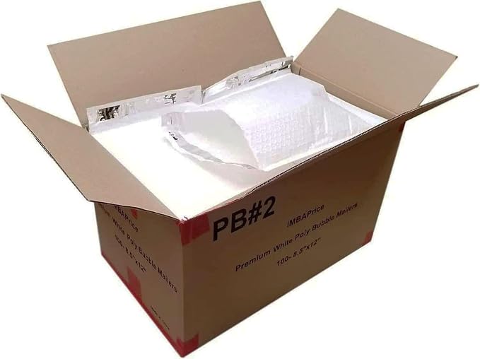 iMBAPrice 100#2 (8.5" x 12") Pure White Color SELF Seal Poly Bubble MAILERS Padded Shipping ENVELOPES (Total 100 Bags)