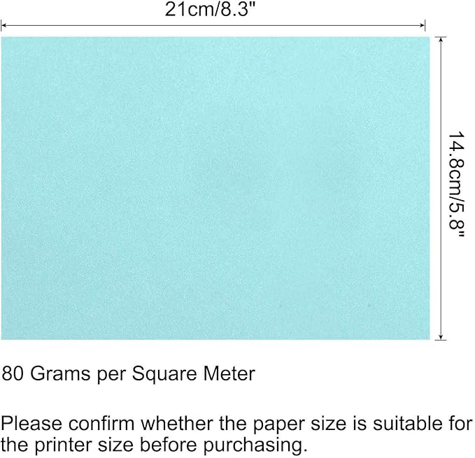 MECCANIXITY 100 Sheets Colored Copy Paper 8.3 x 5.8 Inch Printer Paper 80gsm Light Blue for Office Printing, Document Copying, Invitations, Forms, Art Projects