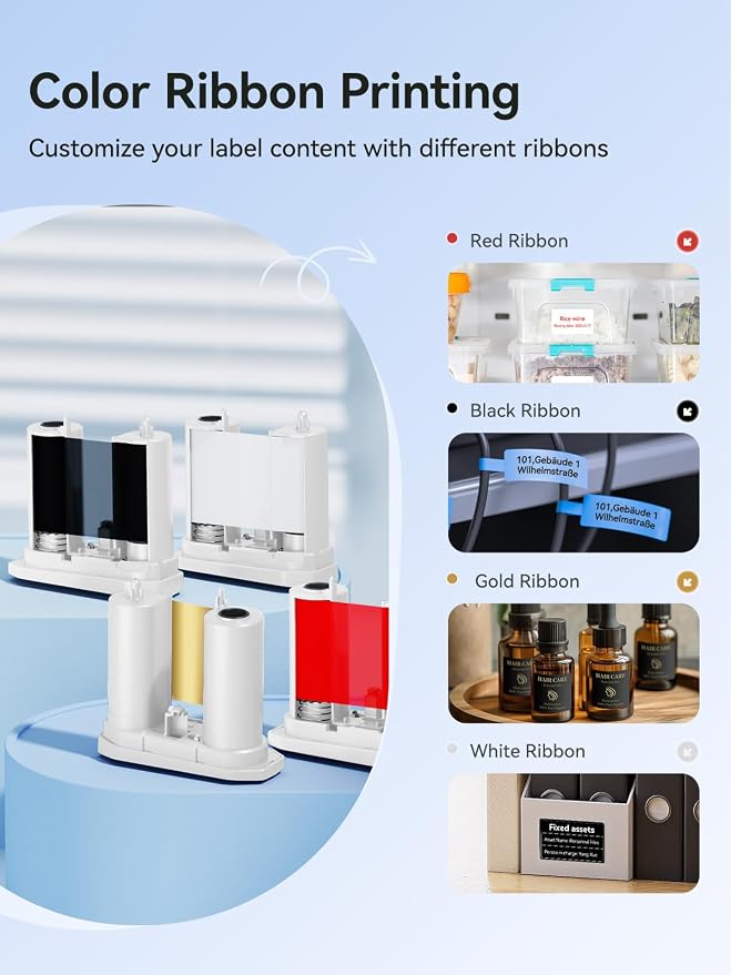 NIIMBOT M2 Label Maker with Tape, 2" Thermal Transfer Label Printer, White | Support Color Ribbon Printing 300DPI Bluetooth Sticker Printer for Office Small Business Lab Cable Use, Work with Phones & PC