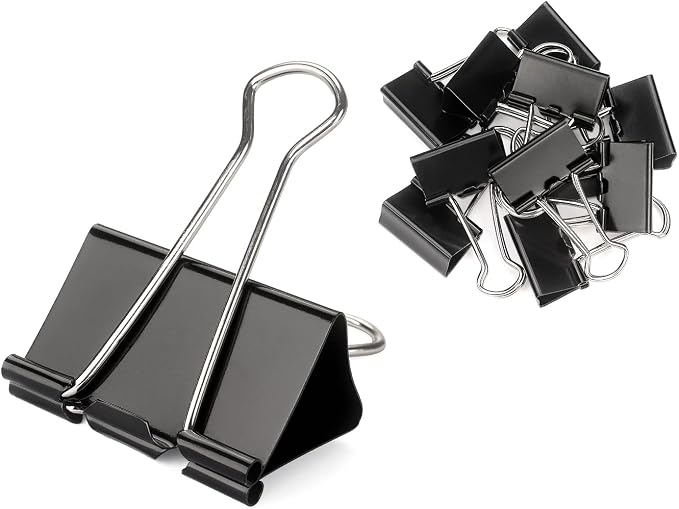 ZZTX 36 Pack Binder Clips 0.7 Inches Black | Paper Clamps Clips, Durable steel, Rust-resistant, Strong spring