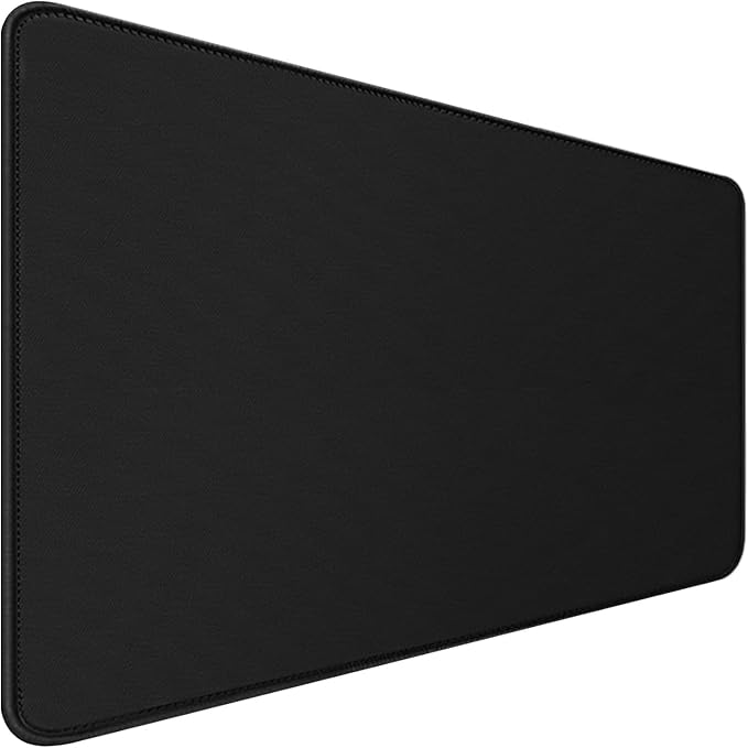 46.9" x 23.5" Waterproof Fabric Desk Pad, Black | Rubber Anti-Slip Base Stitched Edges No Curling Fits Laptop Keyboard and Mouse Smooth Office Mat Large Mouse Pad Work Game