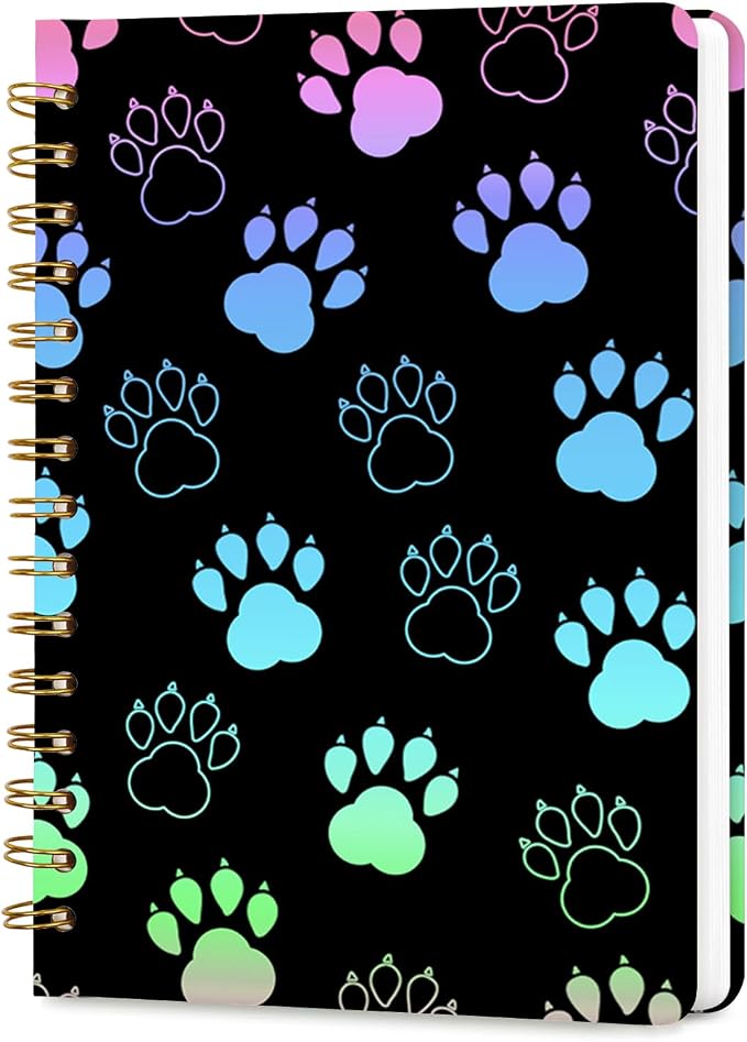 Lined Spiral Journal Notebook for Work A5, 160 Pages, Footprints | College Ruled Spiral Journal for Women, Hardcover with Elegant Design for Note-Taking, 5.5 * 8.25 inch