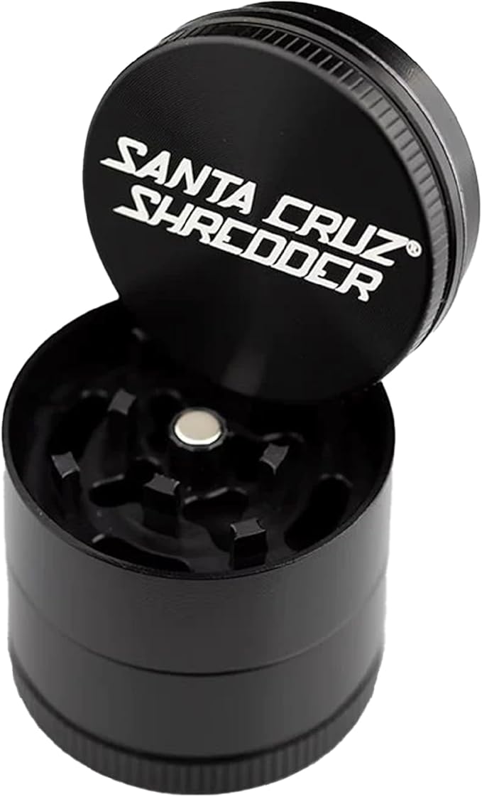 Santa Cruz Shredder Metal Spice Grinder with Textured Grip – 3-Piece Small 1.7" (Black)