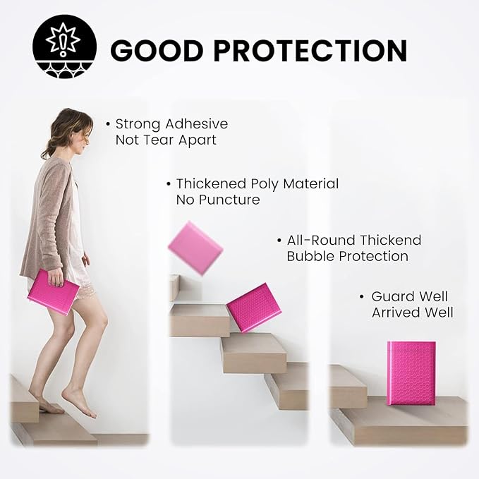 Fuxury Bubble Mailers 6x10" Pink Padded Envelopes 1000Pack | Strong Adhesion Thick Padded Mailers for Small Business Mailing Small Items,Jewelry,Makeup