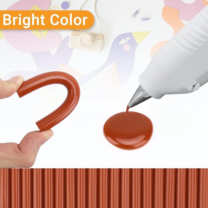 Brick Red Hot Glue Stick, Manarty 48 PCS Full Size 0.43" Dia x 4" Long Hot Melt Glue Sticks, Adhesive EVA Glue Sticks Standard for Seal Stamp DIY Art Craft Decoration Office Project