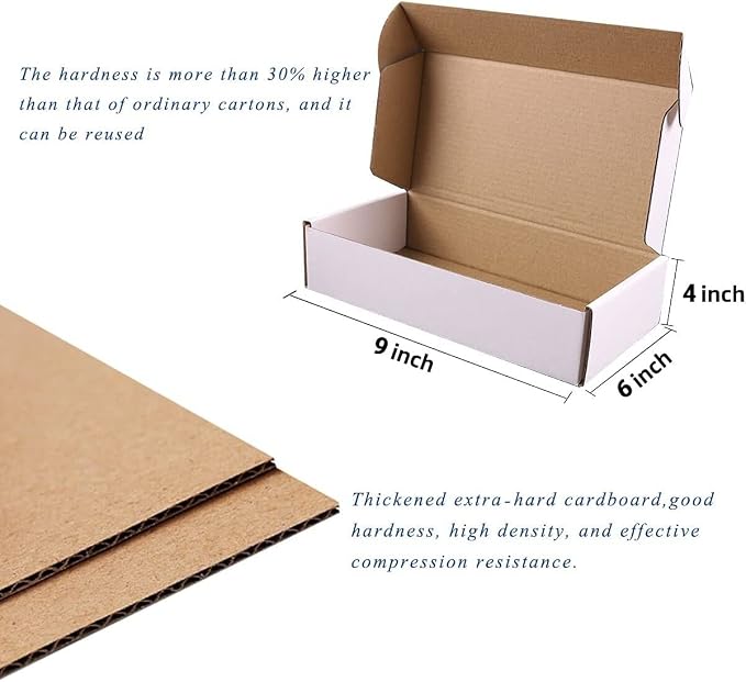 9"x6"x4"Shipping Boxes,20Pcs White Corrugated Cardboard Boxes. | Come with 20 Thank You Stickers,Suitable E-Commerce Packaging, Shipping Packaging etc.