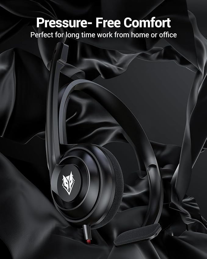 NUBWO HW02 USB Headset with Microphone Noise Cancelling & in-line Control | 10 Packs - Comfort Computer Headset for Laptop pc, On-Ear Wired Office Call Center Headphone for Boom Skype Webinars (Black)