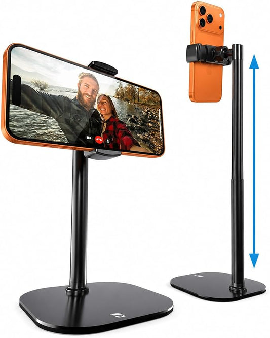 COOPER ChatStand Sturdy Cell Phone Holder, iPhone Stand for Desk, Recording | 9-13" Adjustable, Weighted Metal Base, Tabletop Tripod, for Filming, Video Calls, FaceTime; fits all iPhone, Samsung, Android