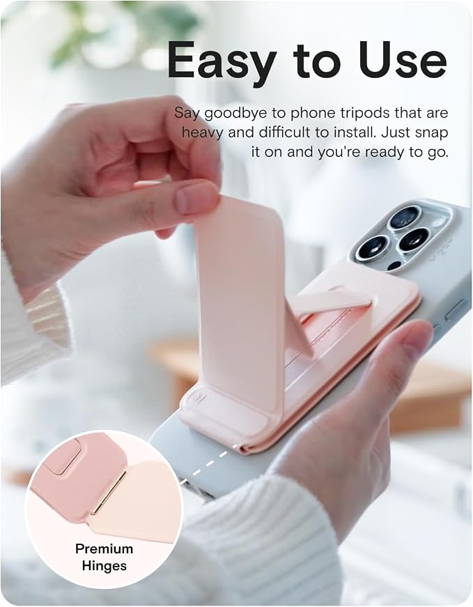 MOFT Phone Tripod Stand, Portable Selfie Stick for iPhone, Mulit-Angle | Pocket Size | Strong Magnets l MOVAS Leather | Magsafe Compatible | Easy to Charge | Stylish |For Content Creators