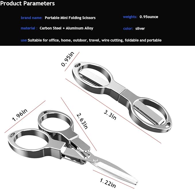 YVAOG Folding Scissors, Safe Portable Safe Portable Travel Mini Scissors, Stainless Steel Retractable Small Scissors for Home Office, 2 Piece Set