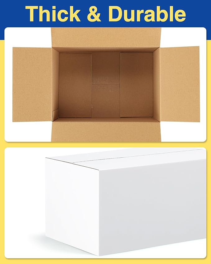 40-Pack-Small-Shipping-Boxes-8x6x4, Corrugated-Cardboard-Boxes-for-Packaging-Small-Business, White-Boxes-Mailers