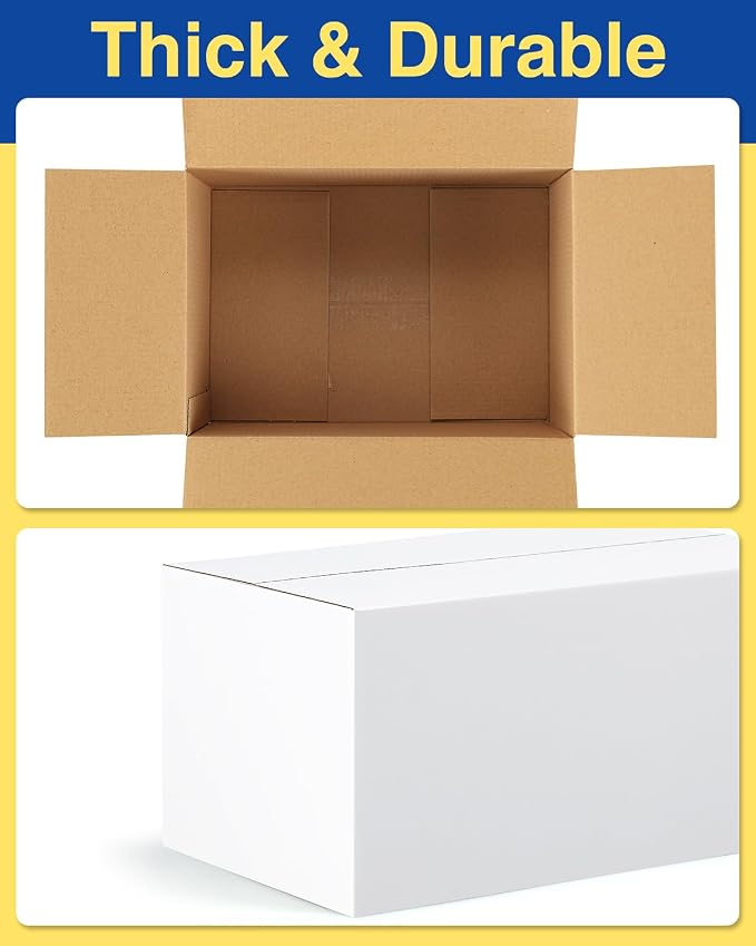 40-Pack-Small-Shipping-Boxes-9x6x4, Corrugated-Cardboard-Boxes-for-Packaging-Small-Business, White-Boxes-Mailers