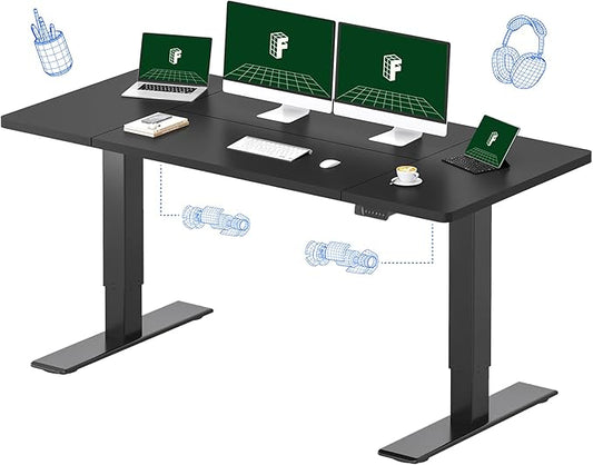 FLEXISPOT 71"x32" Large Dual Motor Electric Standing Desk, Black - 198 LBS Heavy-Duty Capacity, Ideal for Home Office, Creative Studio, or Multi-Monitor Setup