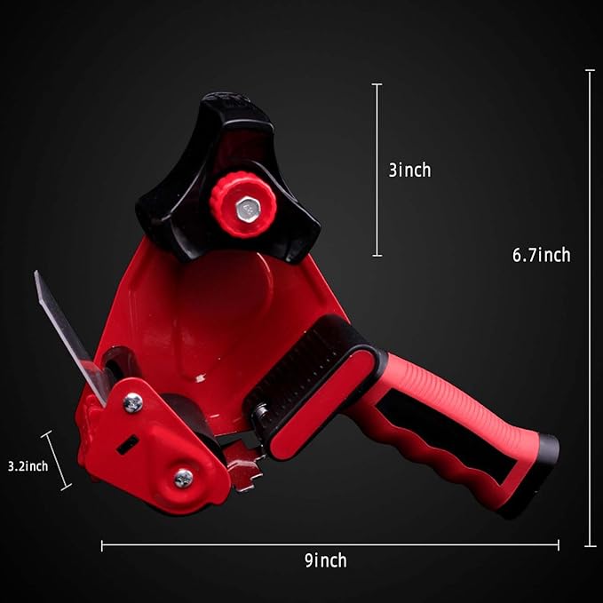 QILIMA Packing Tape Dispenser Gun 2" Light Seal Packing for Use Tape Dispenser Gun for Shipping, Moving, Carton and Box Sealing-Red
