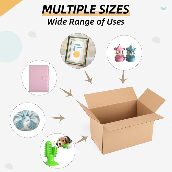 ZBEIVAN Shipping Boxes Mailers 10x6x6 inches Corrugated Cardboard Small Packing Kraft Moving Mailing Box, Pack of 6